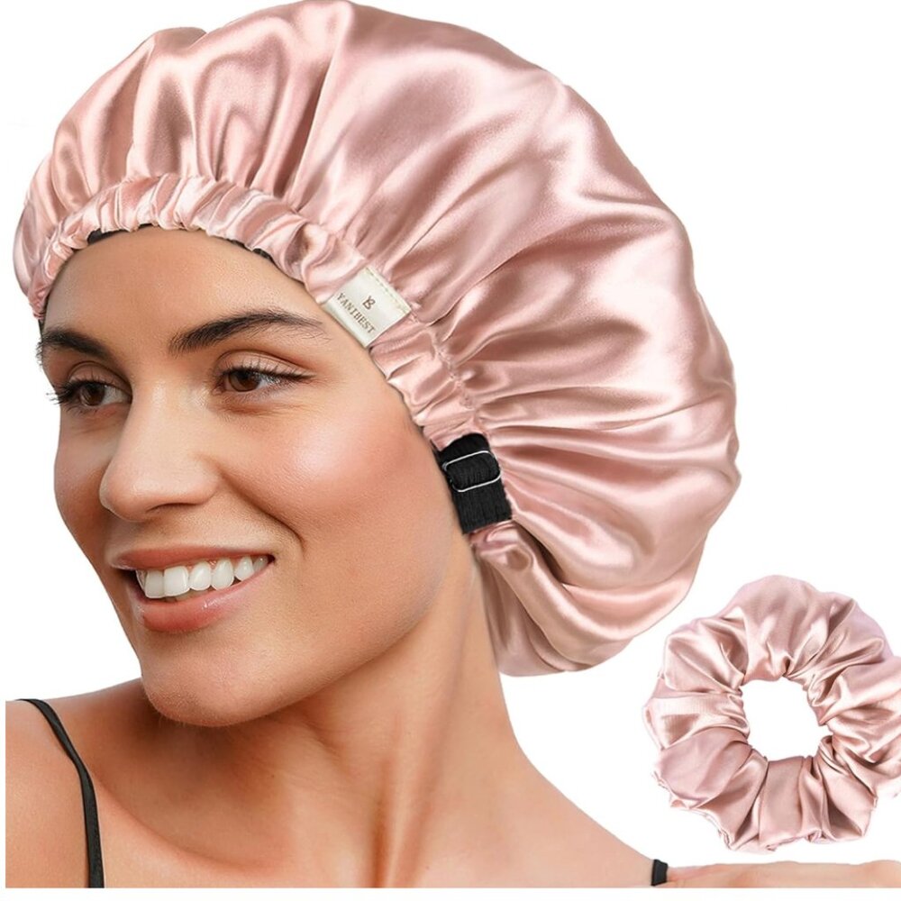 YANIBEST Adjustable Double Layer Silk Satin Bonnet for Sleep